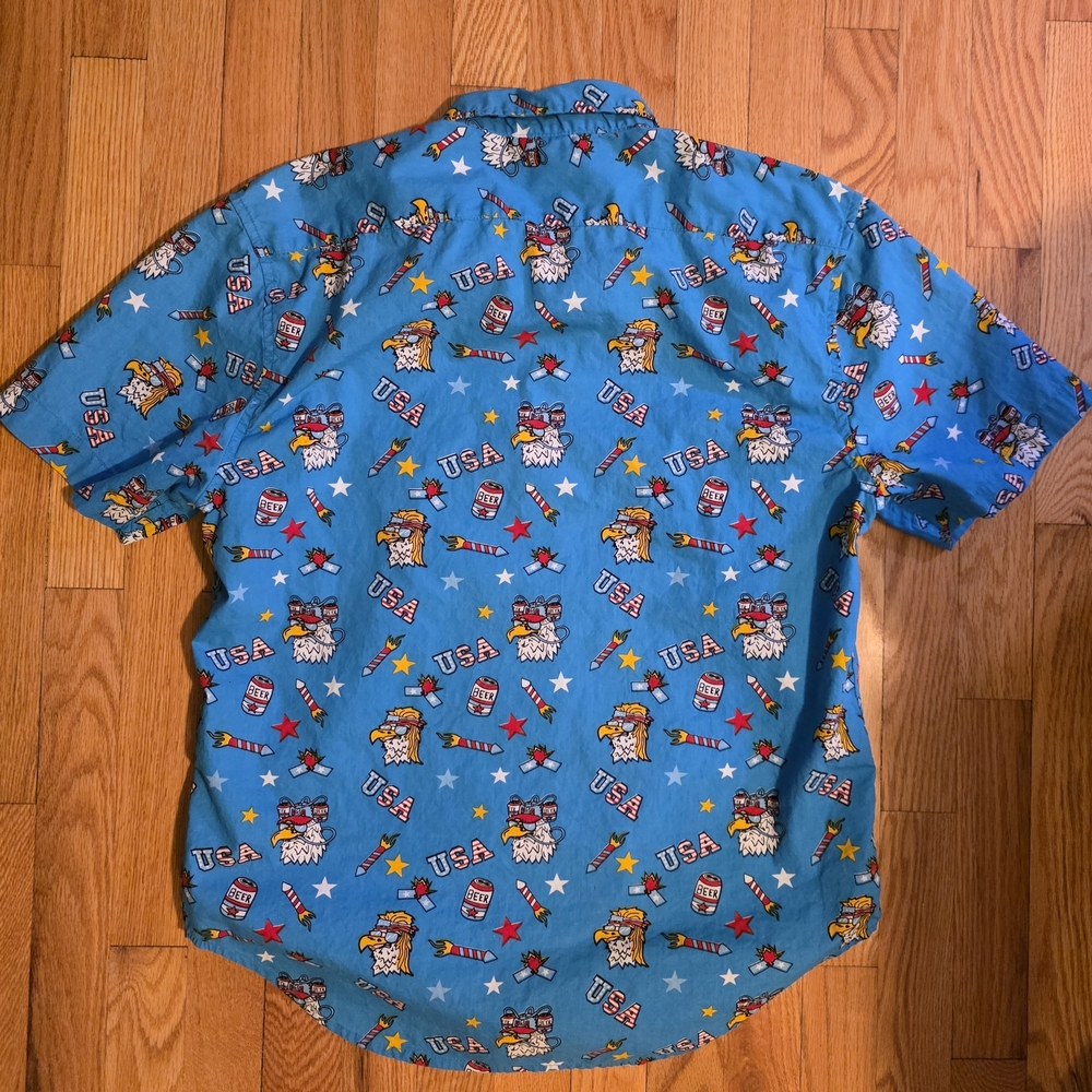 Staghorn USA Fourth Of July Short Sleeve Button-Up Shirt - Picture 3 of 4